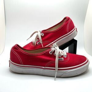 Vans Bold Red Canvas Shoes Sz Womens 7 / Mens 5.5